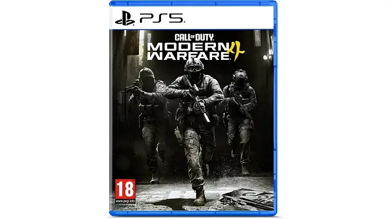 PS5 Modern Warfare 4 retail box with the PS5 platform strip and PEGI 18 label